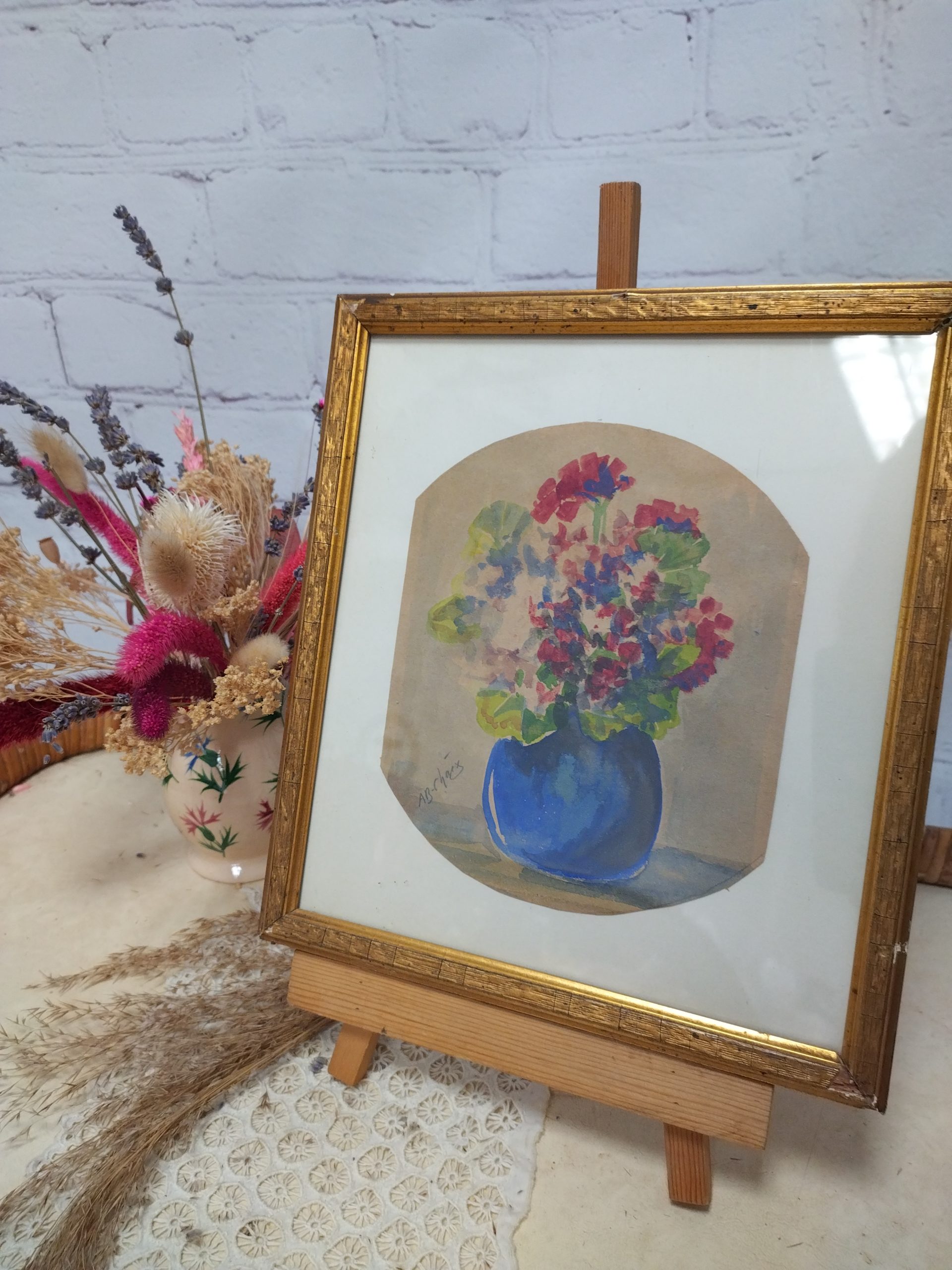 Petit tableau peinture aquarelle bouquet de fleurs - Ressourcerie Histoires  Sans Fin