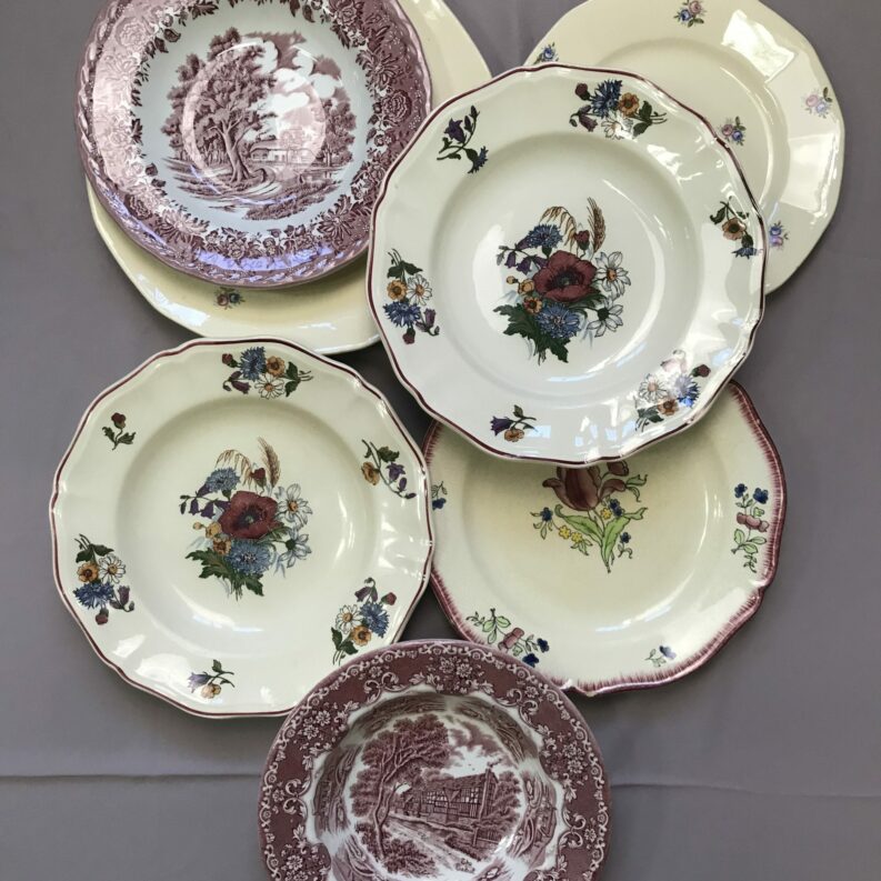 compo 7 assiettes Gien, Sarreguemines