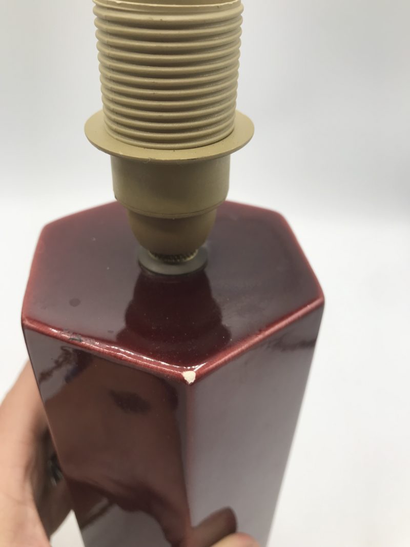 Lot de 2 pieds de lampe en céramique bordeaux – Image 3