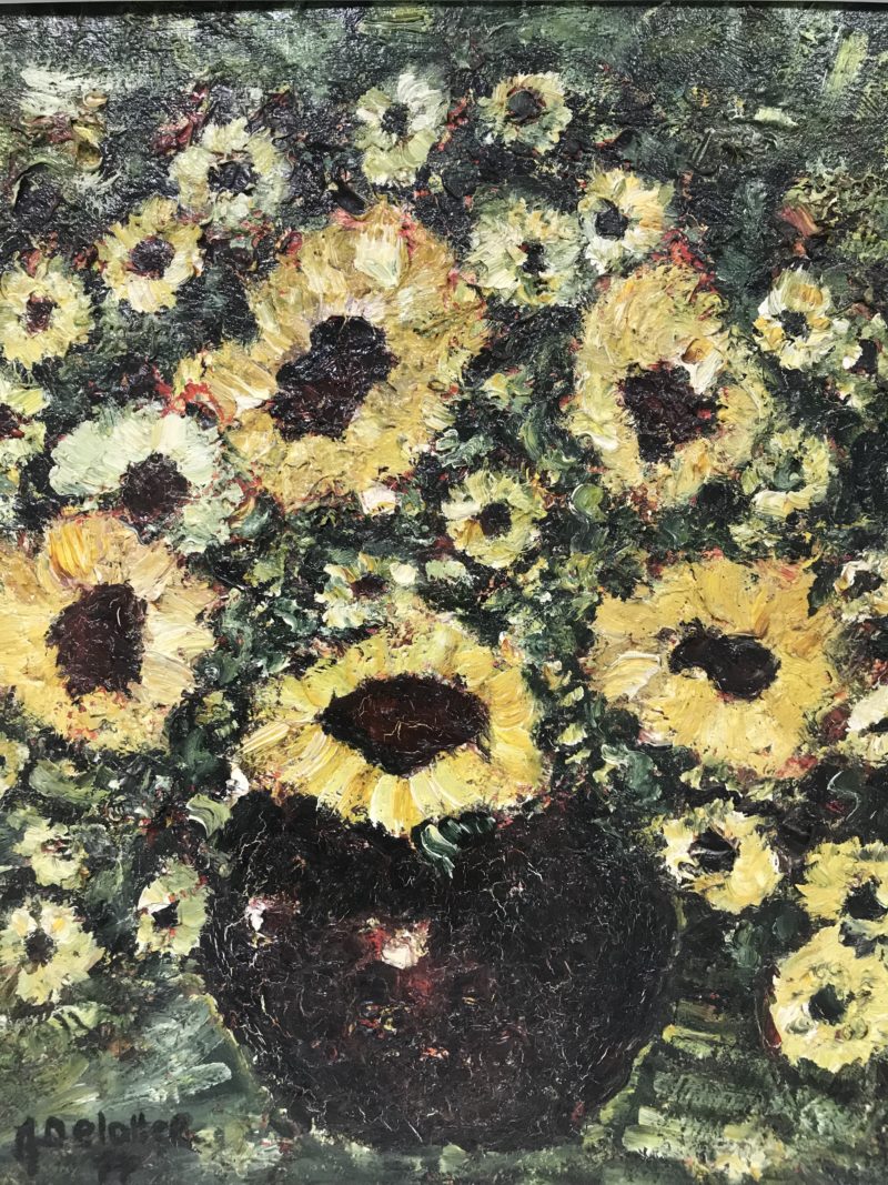 Tableau tournesol "Intimité fleurie" signé Delattre – Image 4