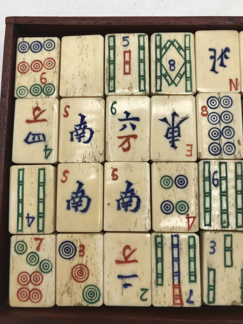 Ancien jeu de Mahjong cuivre os, bamboo