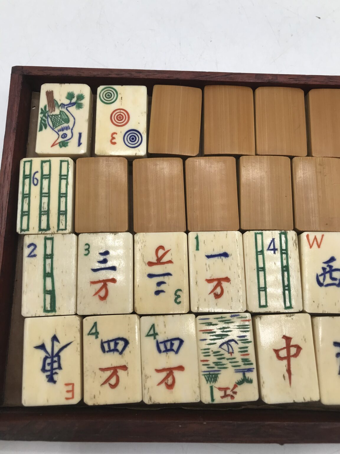 Ancien Jeu De Mahjong En Bois Et Os - Coffret Asiatique Vintage - Occasion