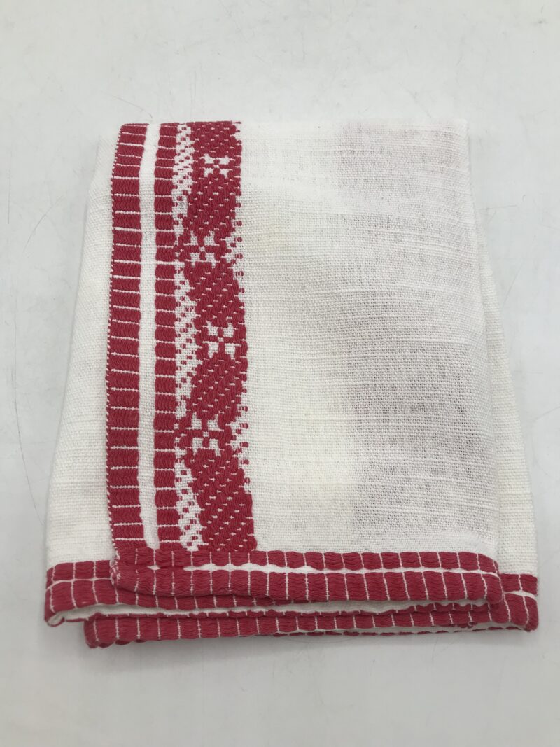 Ensemble nappe et 8 serviettes rouge et blanche vintage