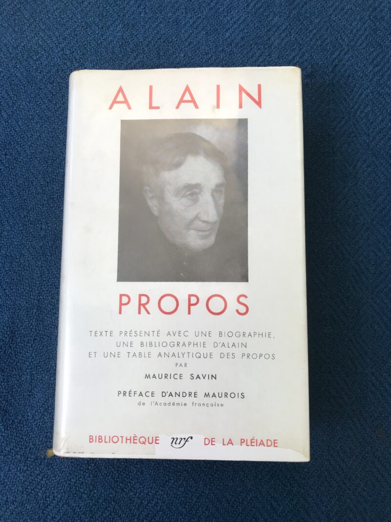 Livre de la Pléiade Alain Propos
