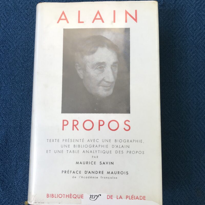 Livre de la Pléiade Alain Propos