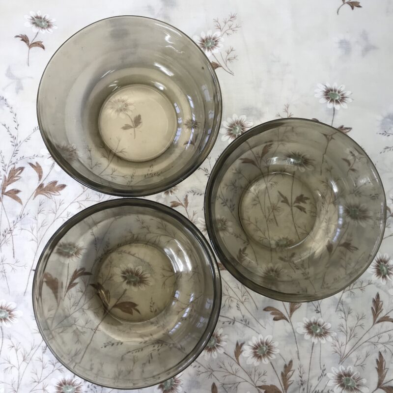 Lot de 3 bol en verre fumé B.P Arcoroc