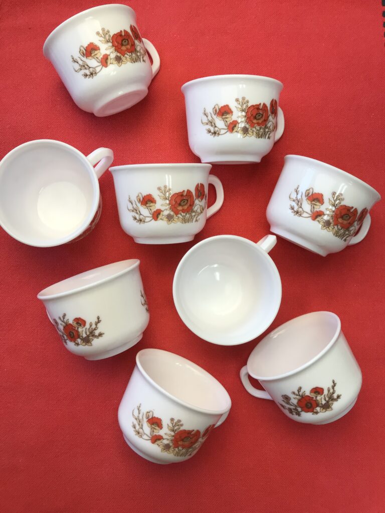 Duo De Tasses à Café Arcopal Roses De France - Vintage - Occasion