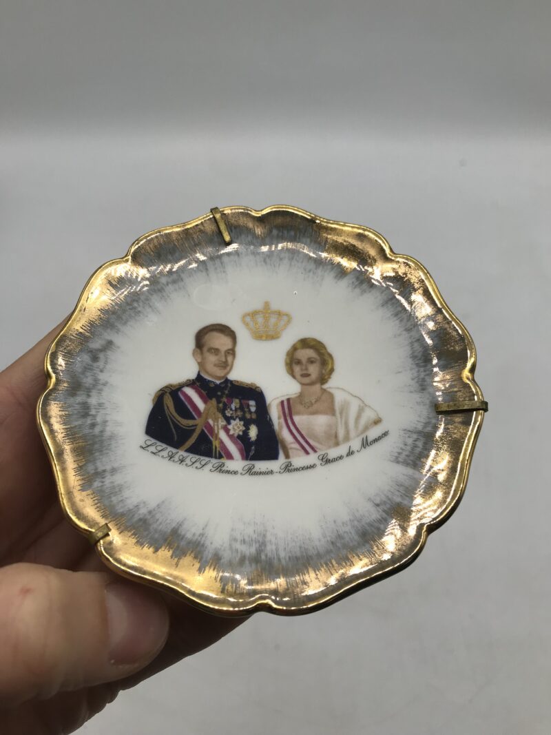 Vintage Porcelaine Prince Rainier et princesse Grace de Monaco Mini Plaque