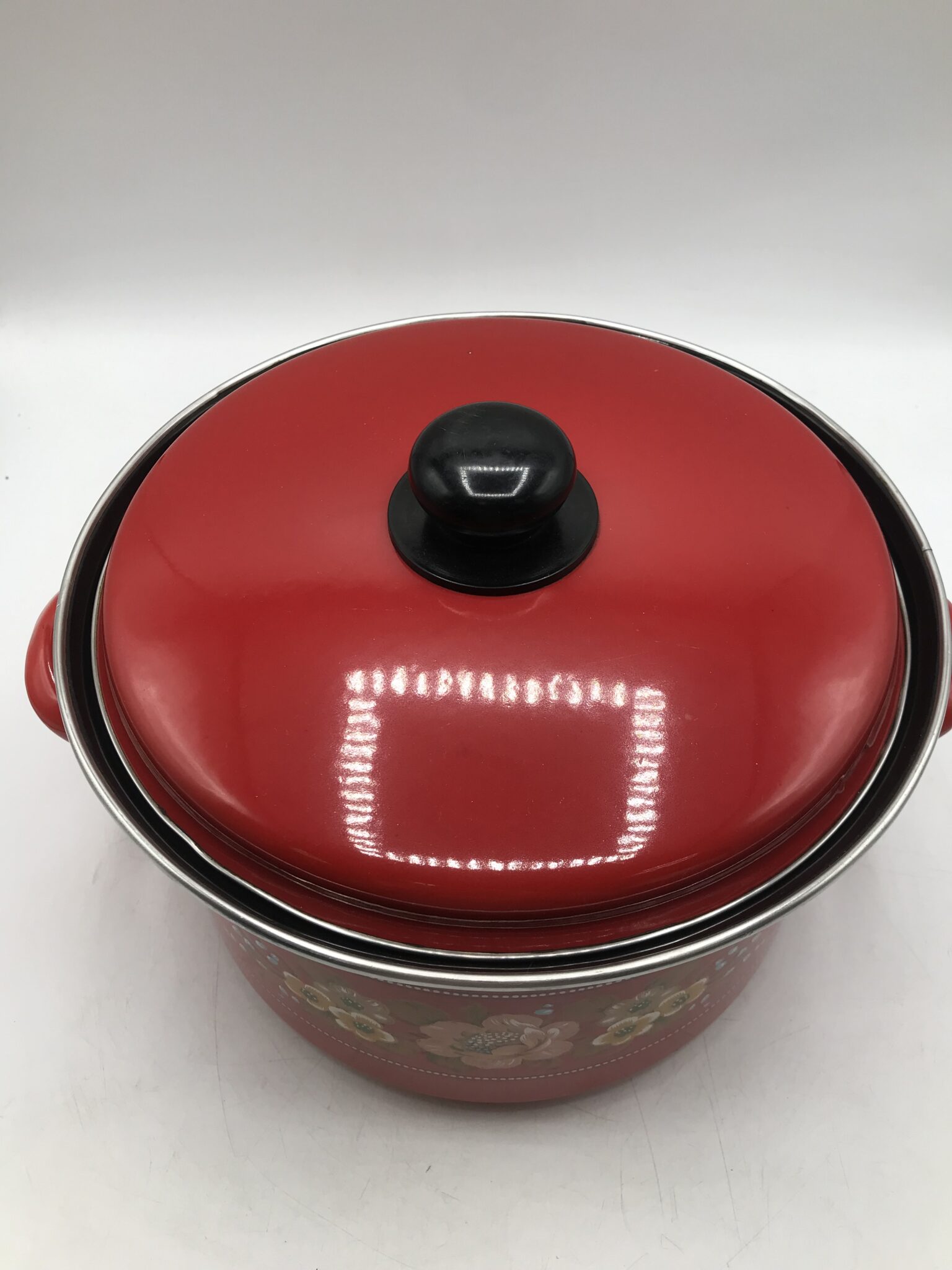 Faitout à Induction 22cm, Marmite 6,4L avec Couvercle Acier Émaillé Tous Feux Briebe Ignea Rouge
