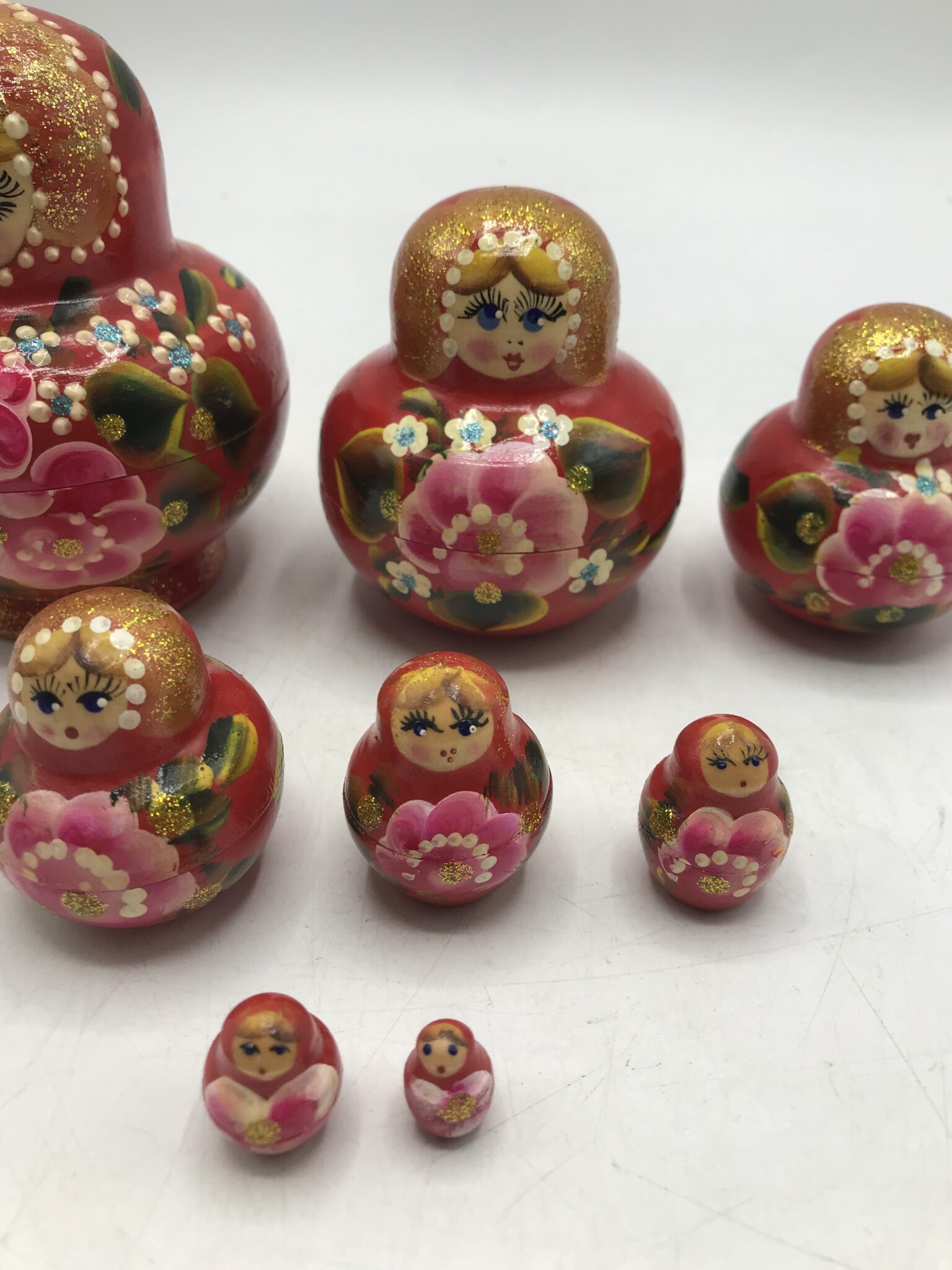 Matriochka Russe 10 Poupées - Art Populaire Peint - Vintage CCCP