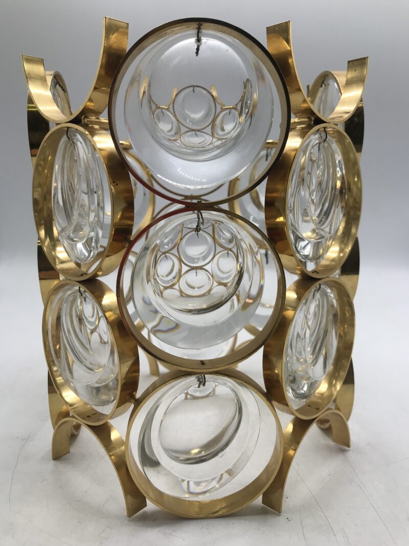 Suspension lampe Gold-plated verre de cristal et laiton 1960
