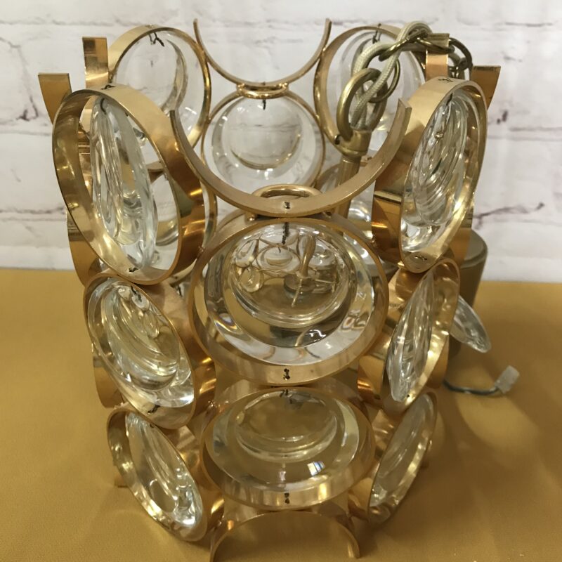 Suspension lampe Gold-plated verre de cristal et laiton 1960