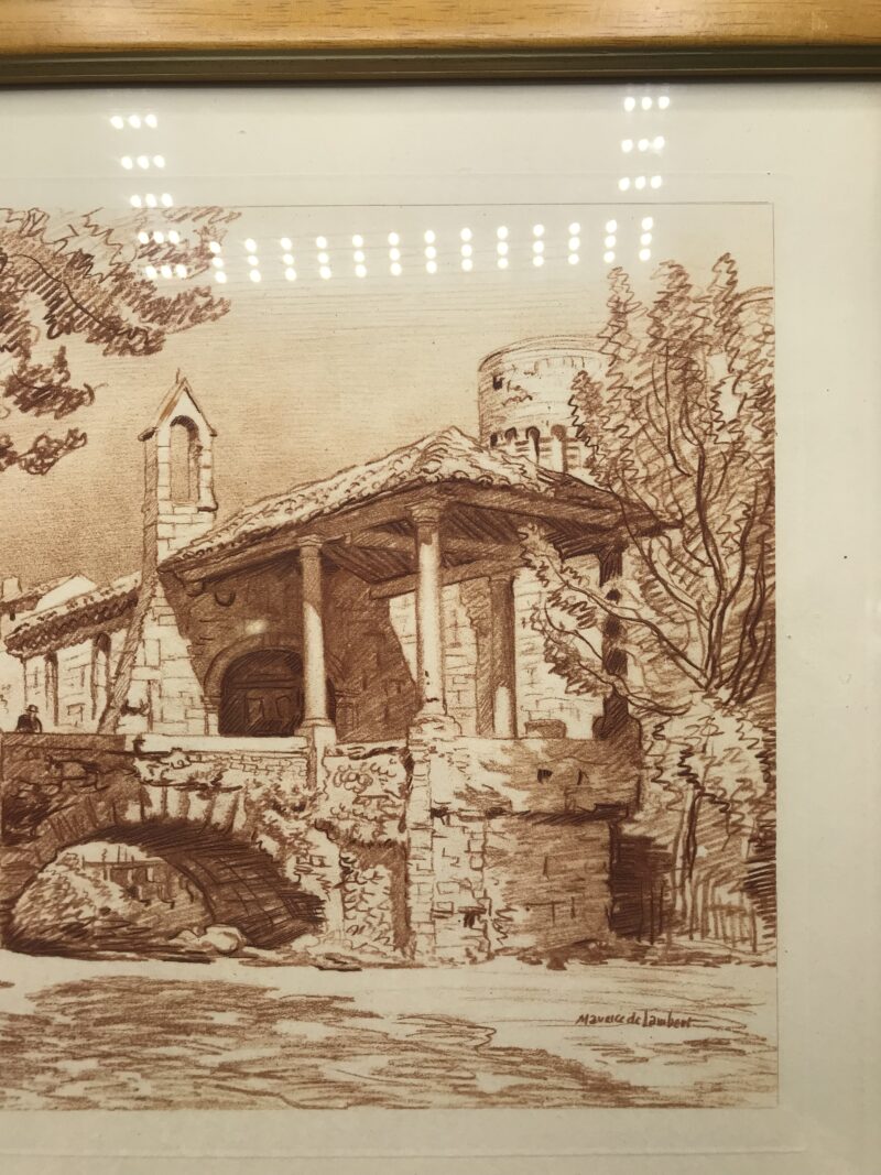 Gravure ancienne d'un château par Maurice de Lambert – Image 4