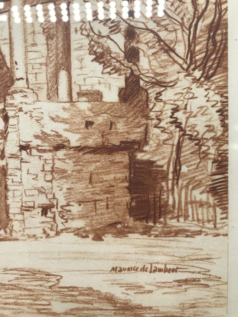 Gravure ancienne d'un château par Maurice de Lambert – Image 6