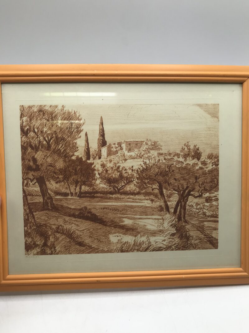 Gravure ancienne d'un paysage par Maurice de Lambert – Image 4