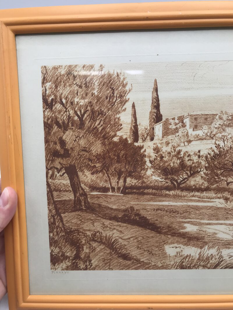 Gravure ancienne d'un paysage par Maurice de Lambert – Image 7