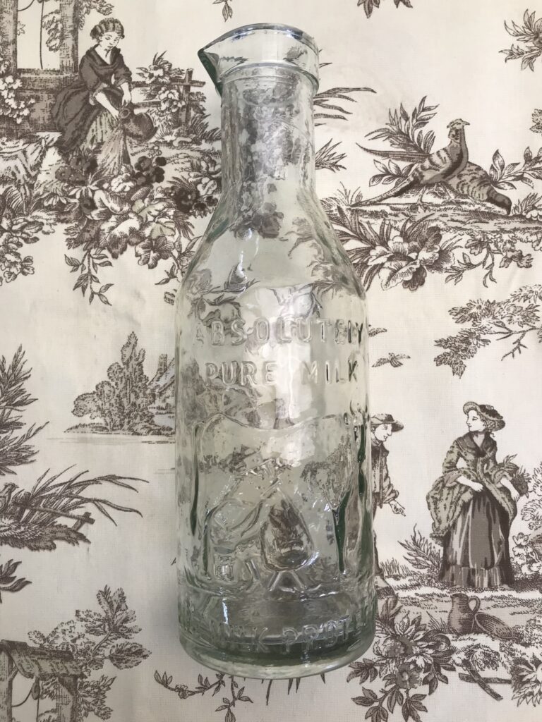 Bocal/bouteille De Lait Ancien LEREBOURG BISSON – Verre Vert 1 Litre – Vintage