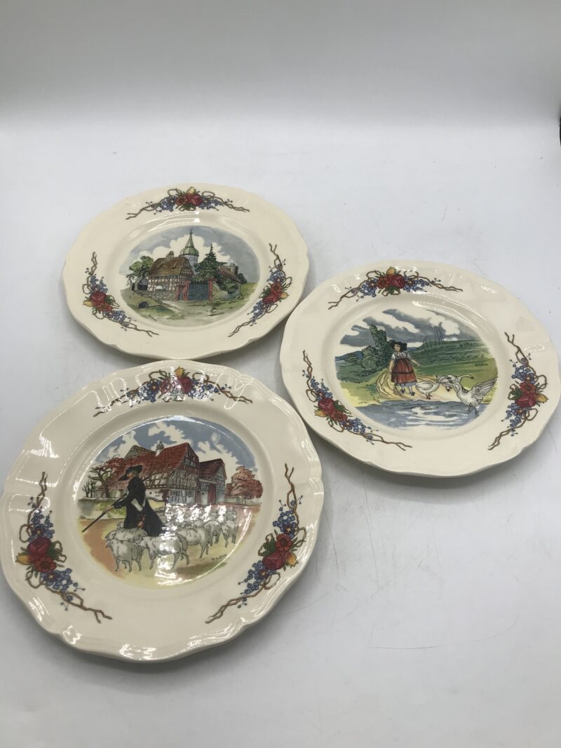 Lot de 3 assiettes à dessert Sarreguemines Obernai