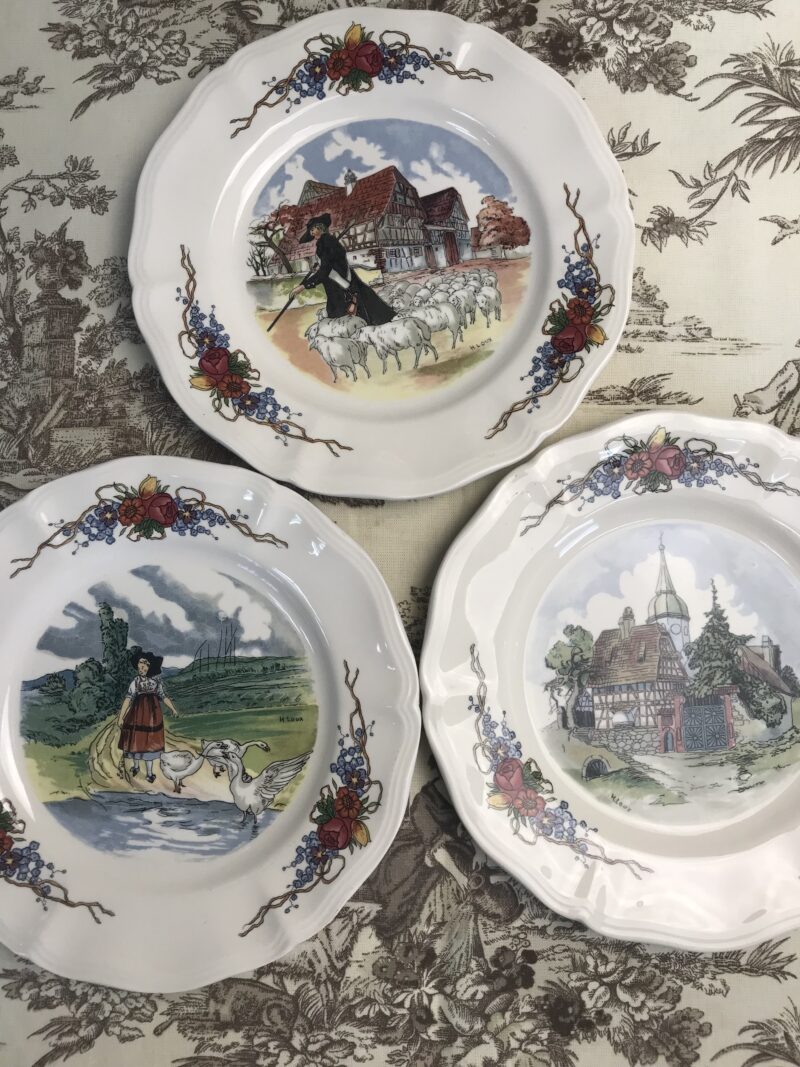 Lot de 3 assiettes à dessert Sarreguemines Obernai