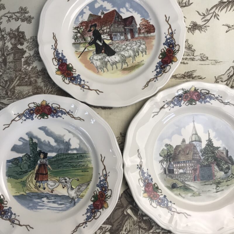 Lot de 3 assiettes à dessert Sarreguemines Obernai