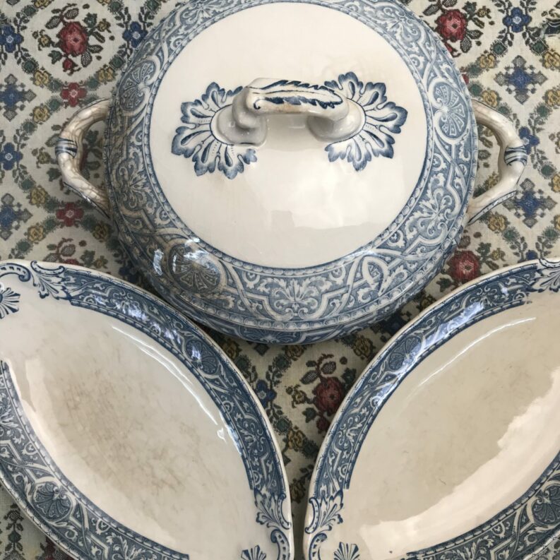 Lot soupière et raviers Terre de Fer Henri II