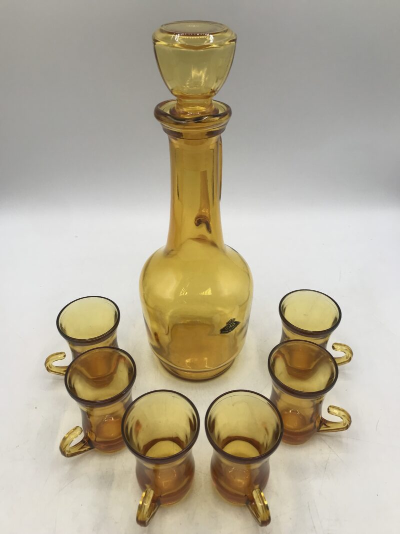 Service à liqueur verre ambré Vintage – Image 4