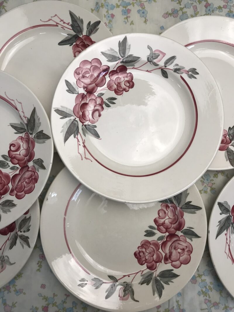 lot de 7 assiettes Sarreguemines Rosy