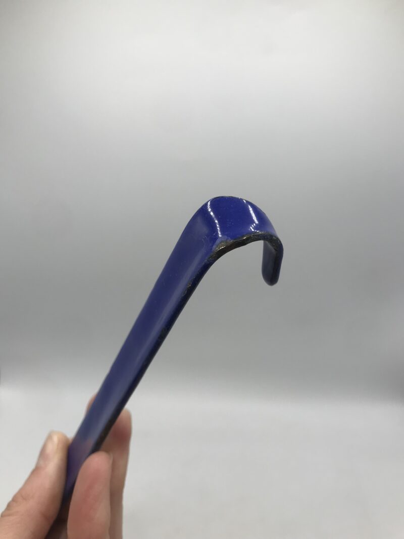 Duo louche et écumoire vintage en métal émaillé bleu et blanc – Image 5