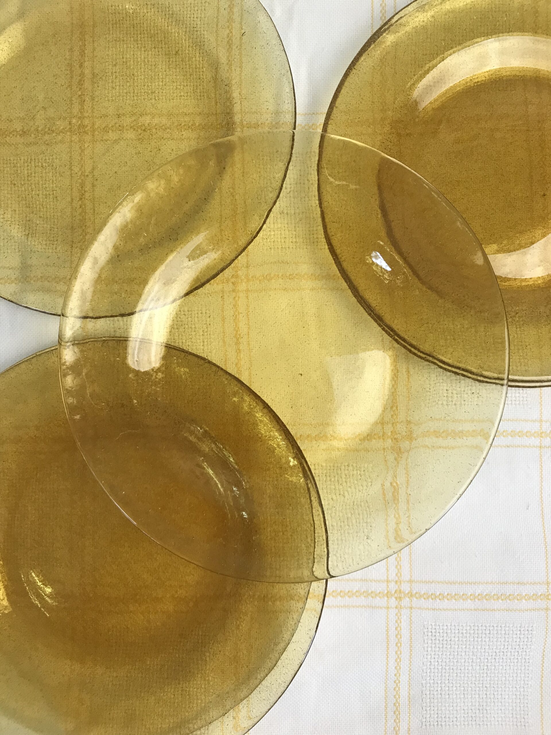 Lot de 6 assiettes en verre avec perle Or