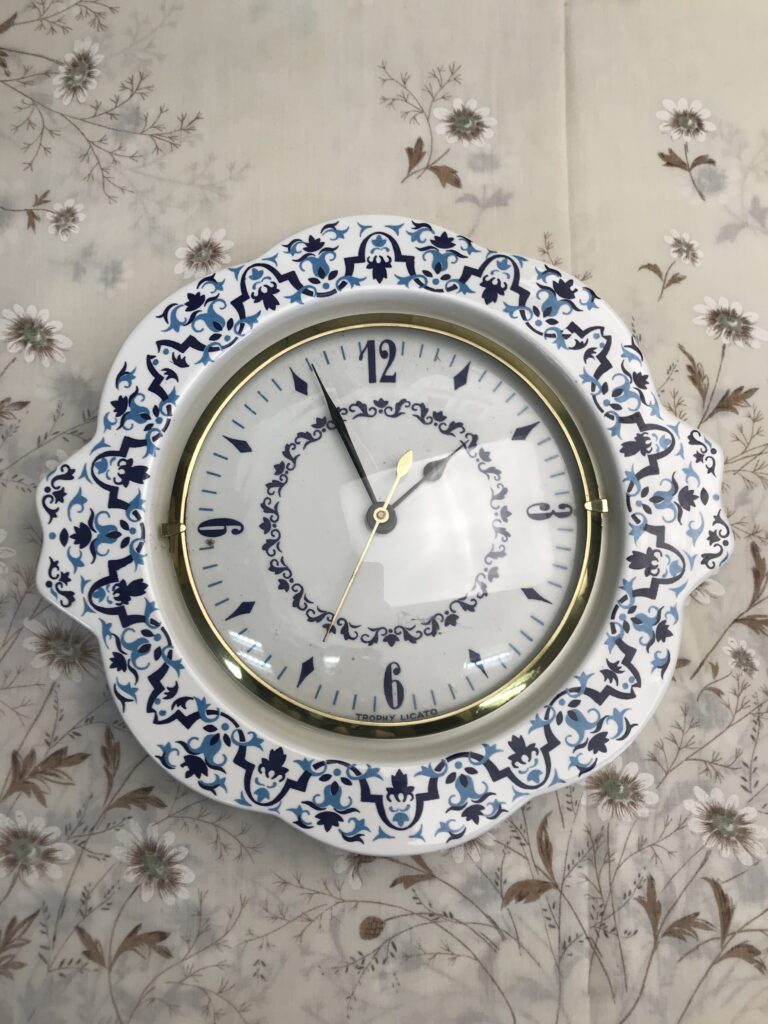 Pendules Horloge Murales Bois clai, Bleu Vintage Shabby 33,8x33,8x4