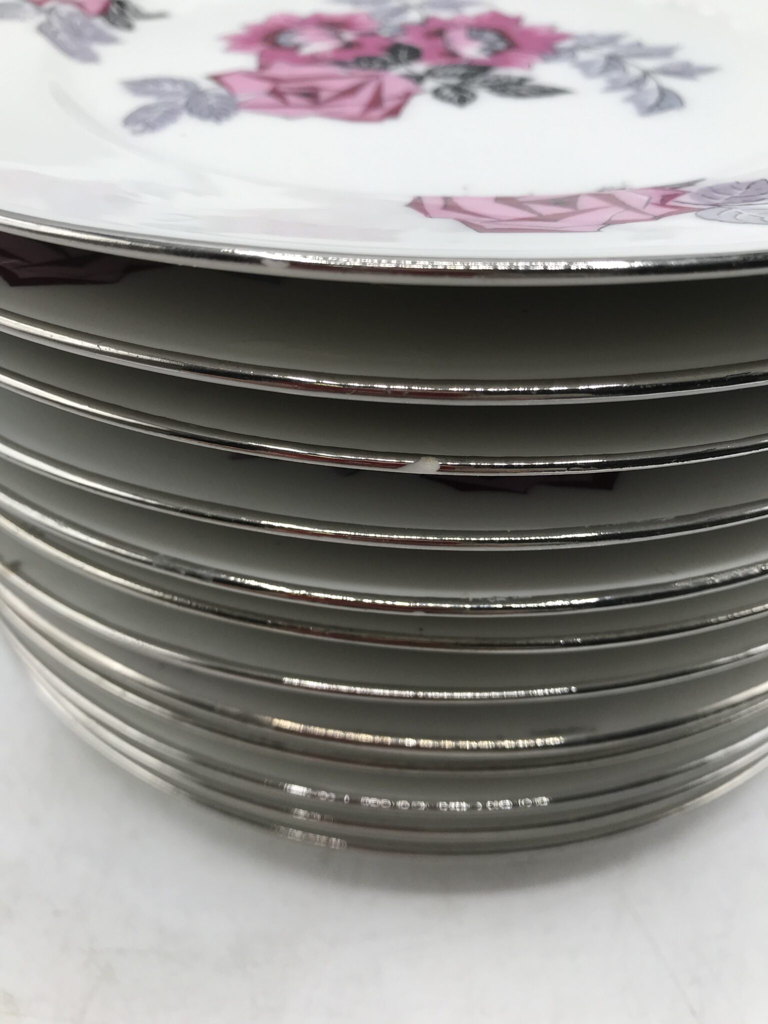 Service Assiettes ARCA 12 Pièces Porcelaine - 6 Assiettes Plates + 6 Creuses, Motif Rose, Lavable Lave-vaisselle Et Micro-ondes