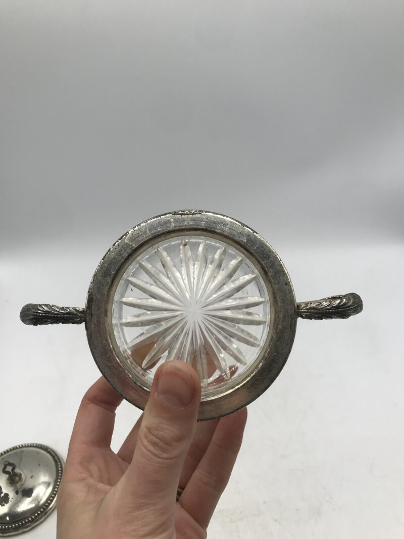 sucrier cristal métal argenté vintage