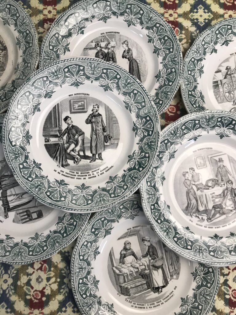 Lot De 9 Assiettes Dinette Anciennes Creil & Montereau - Breton, Creuses Et Plates