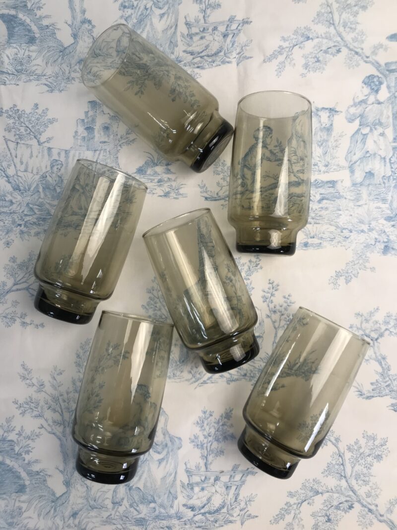 lot de 6 verres vintage fumés