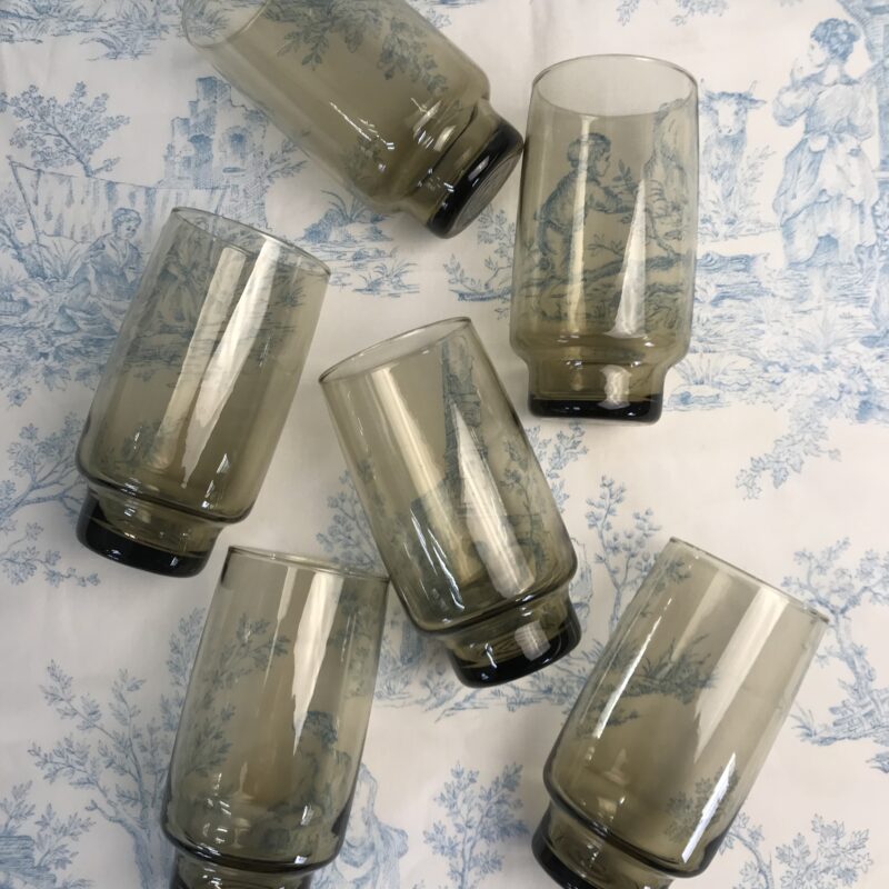 lot de 6 verres vintage fumés