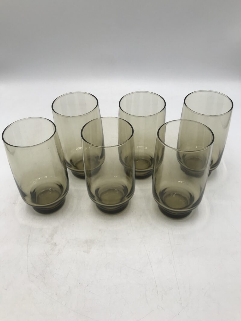 Lot de 6 verres fumés vintage – Image 2