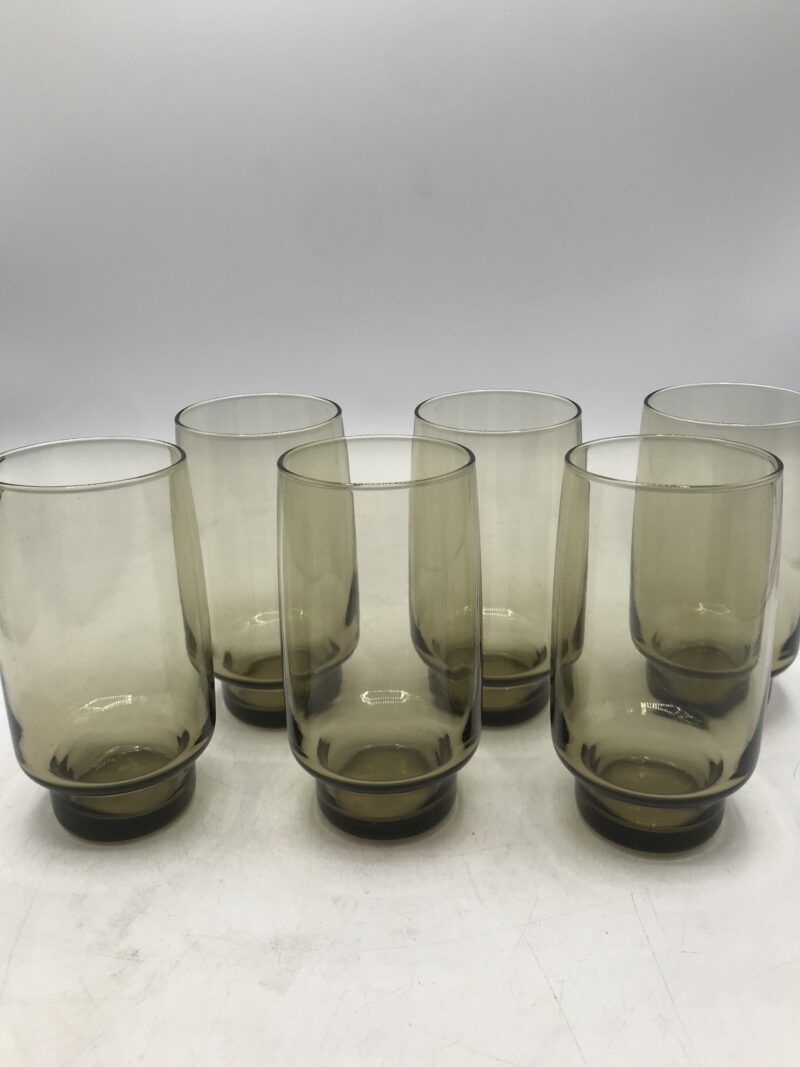 Lot de 6 verres fumés vintage – Image 3