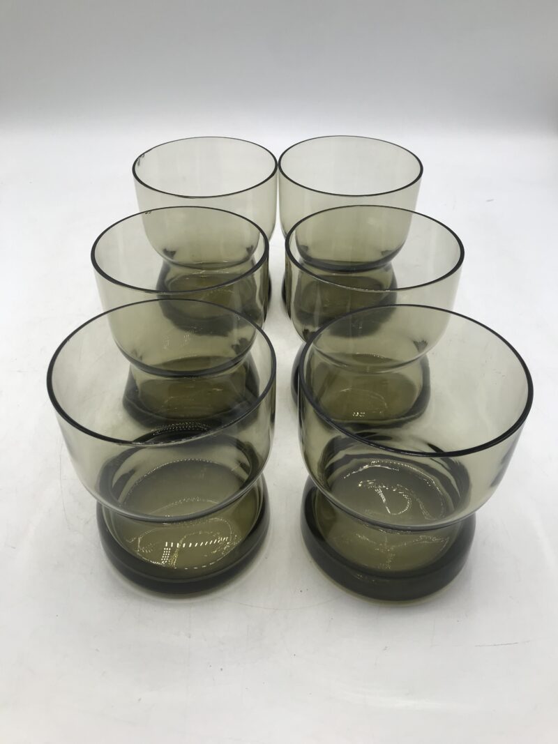 Lot de 6 verres fumés larges vintage – Image 4