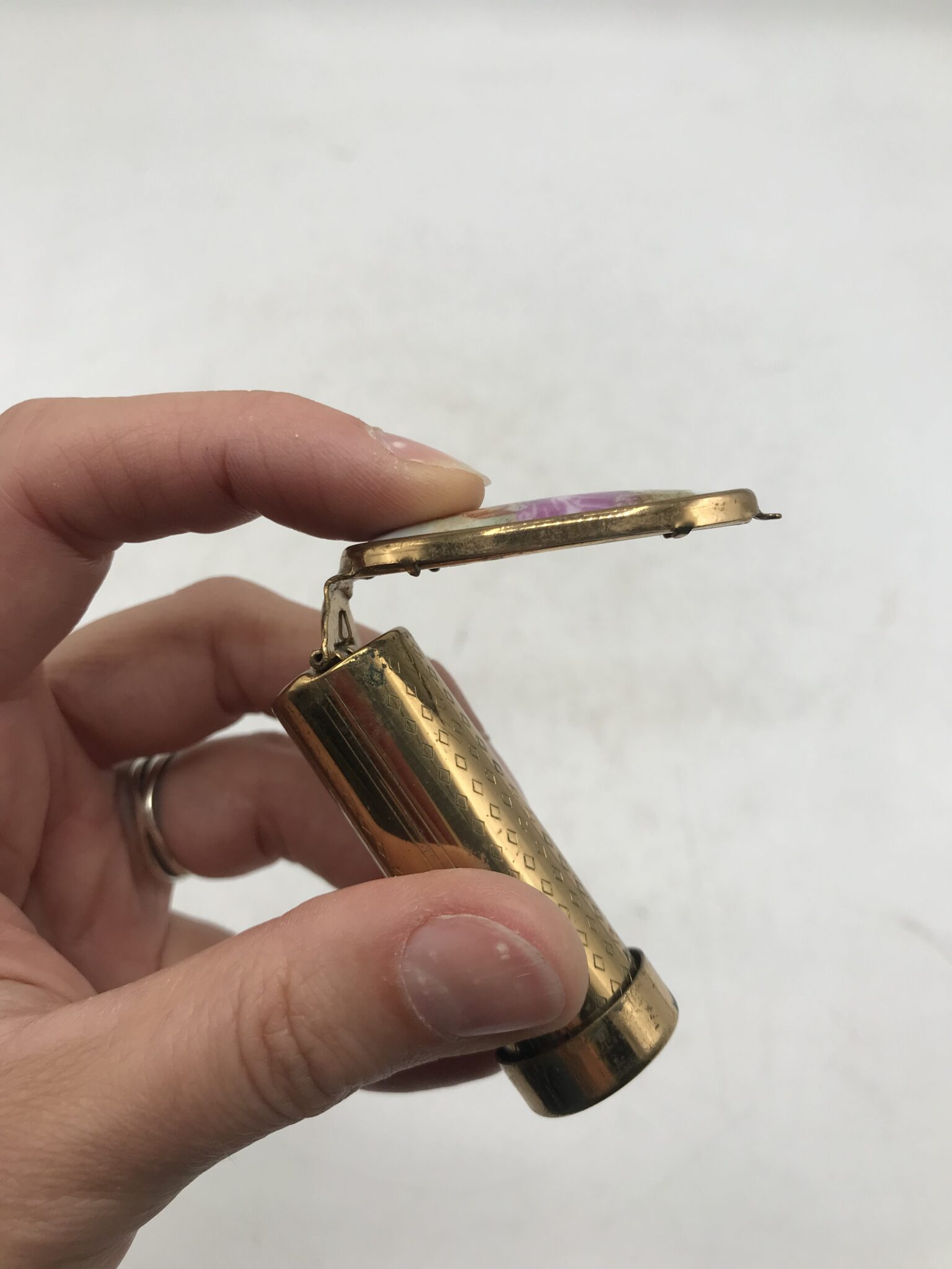 Étui à Rouge à Lèvres Chromé Avec Miroir - Pour Sac à Main - Occasion