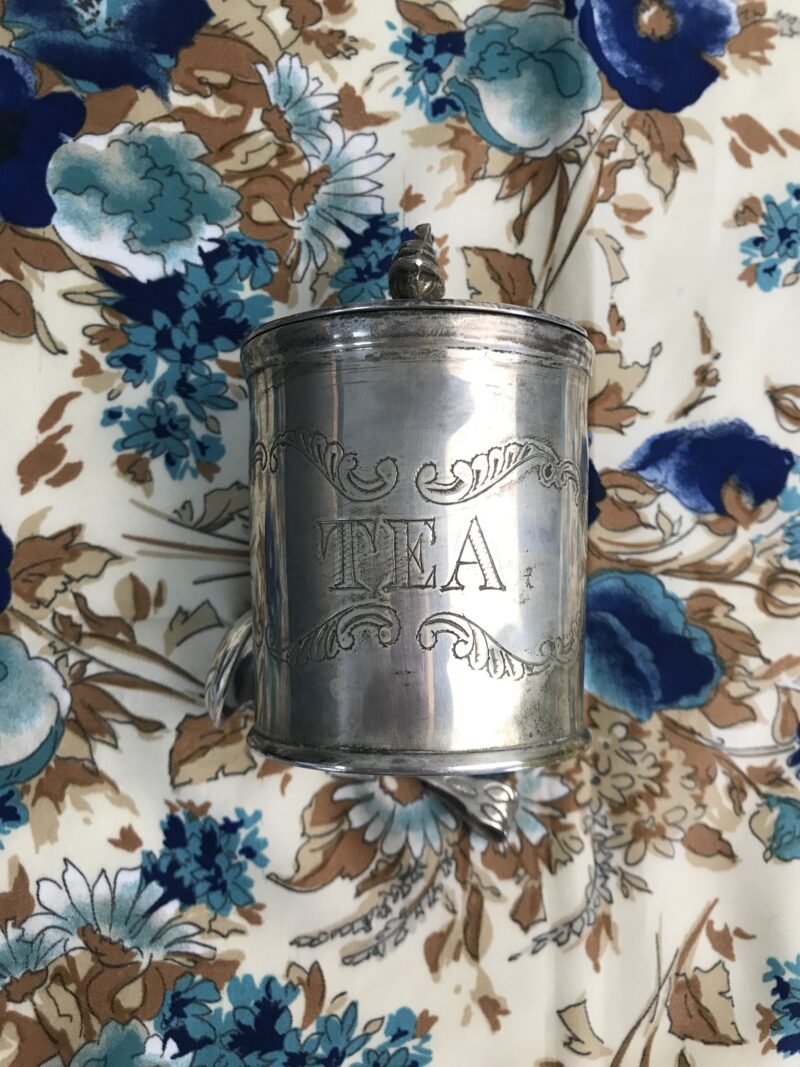 boite à thé métal argenté