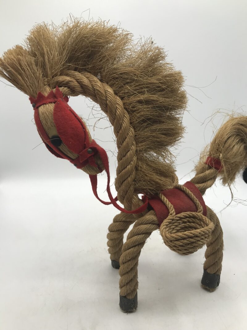 Duo de chevaux tressés jouets anciens – Image 5