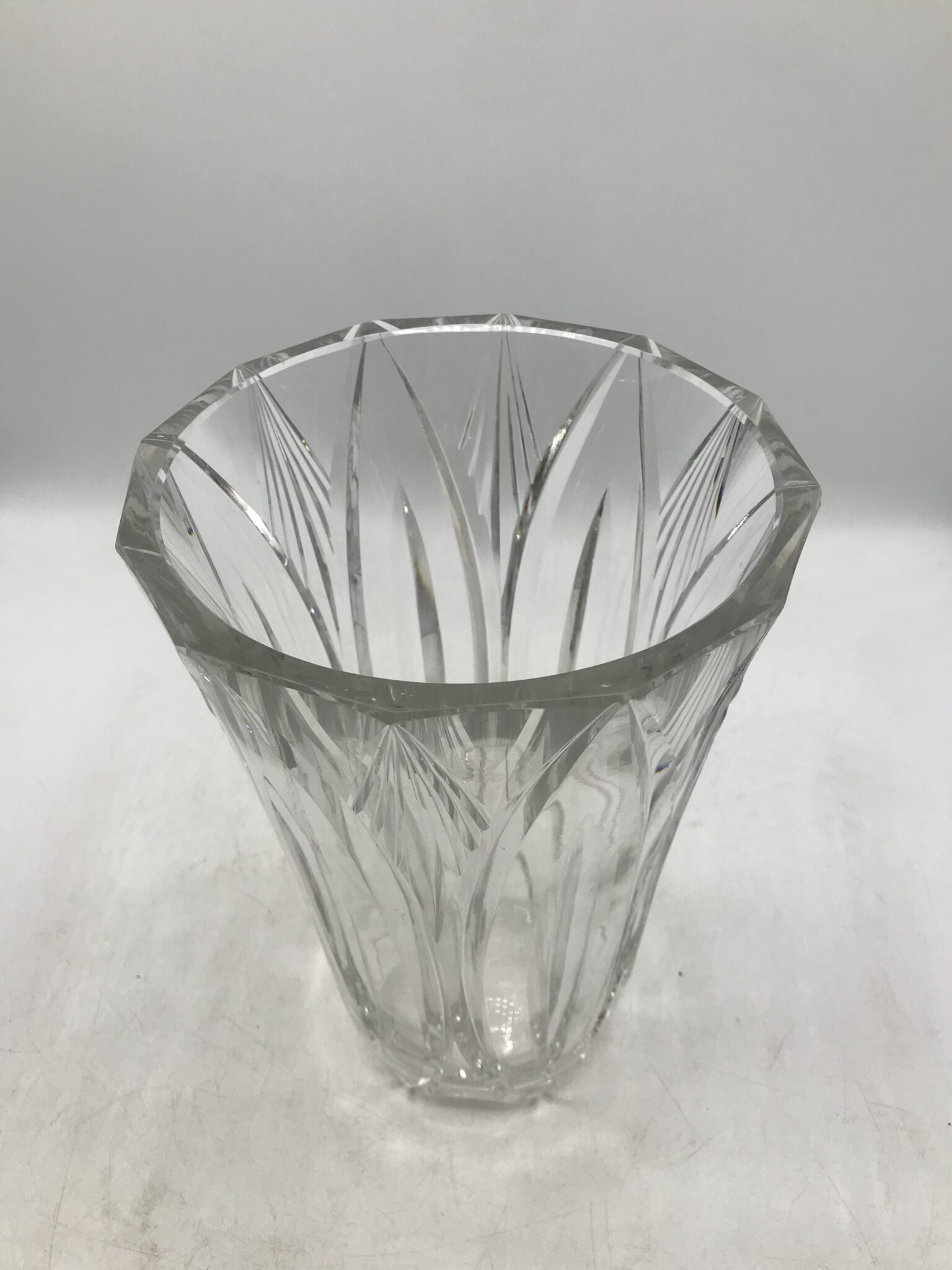 Vase En Cristal Saint Louis Liseret Rouge Signé - Art Déco Soufflé à La Main, 1950