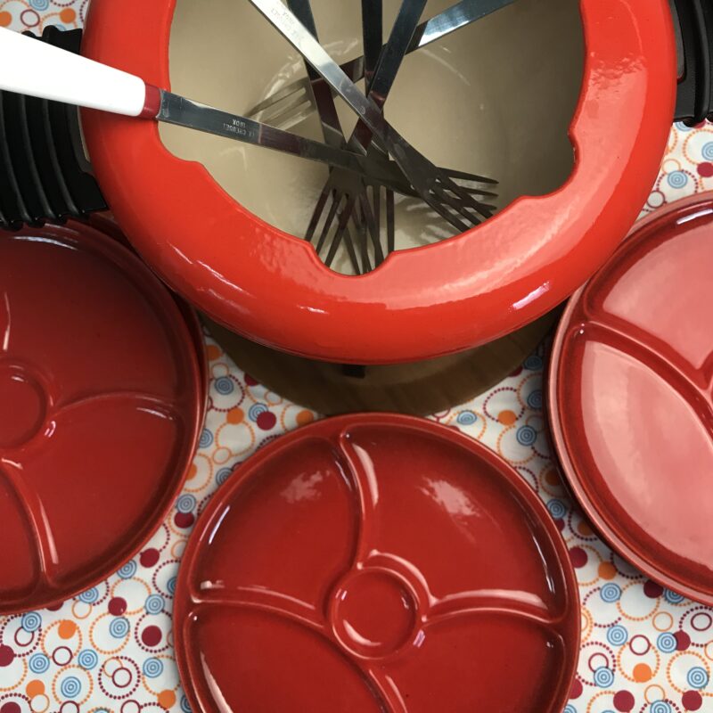 service à fondue Le creuset rouge