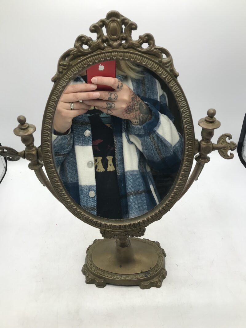 Miroir psyché ancien sur pied en laiton – Image 8