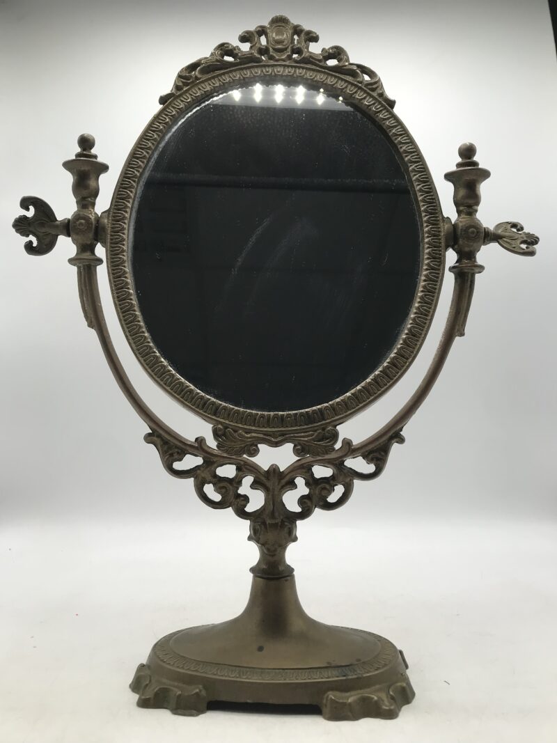 Miroir psyché ancien sur pied en laiton – Image 9