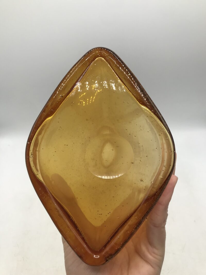 Vase en verre bullé ambré vintage – Image 3