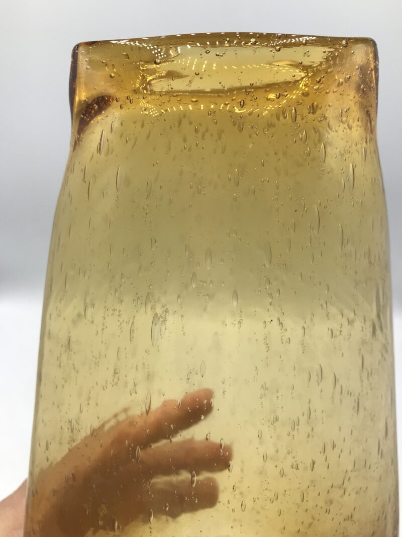 Vase en verre bullé ambré vintage – Image 4