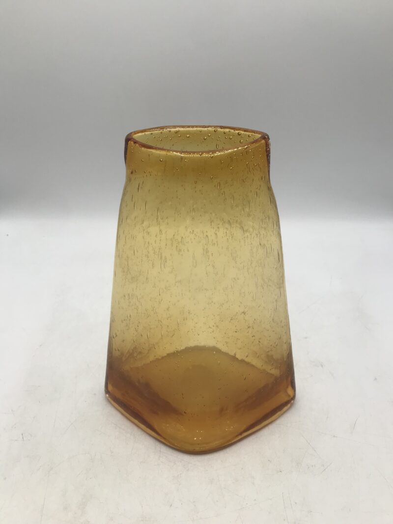 Vase en verre bullé ambré vintage – Image 6