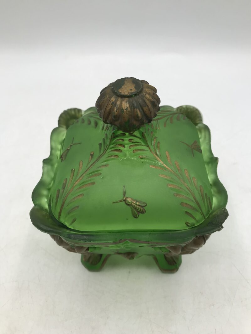Bonbonnière décors dorés en verre art nouveau – Image 4