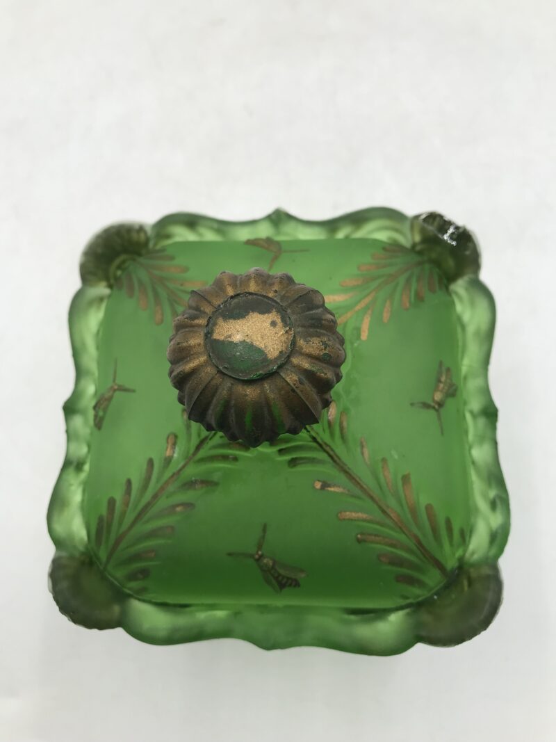 Bonbonnière décors dorés en verre art nouveau – Image 6